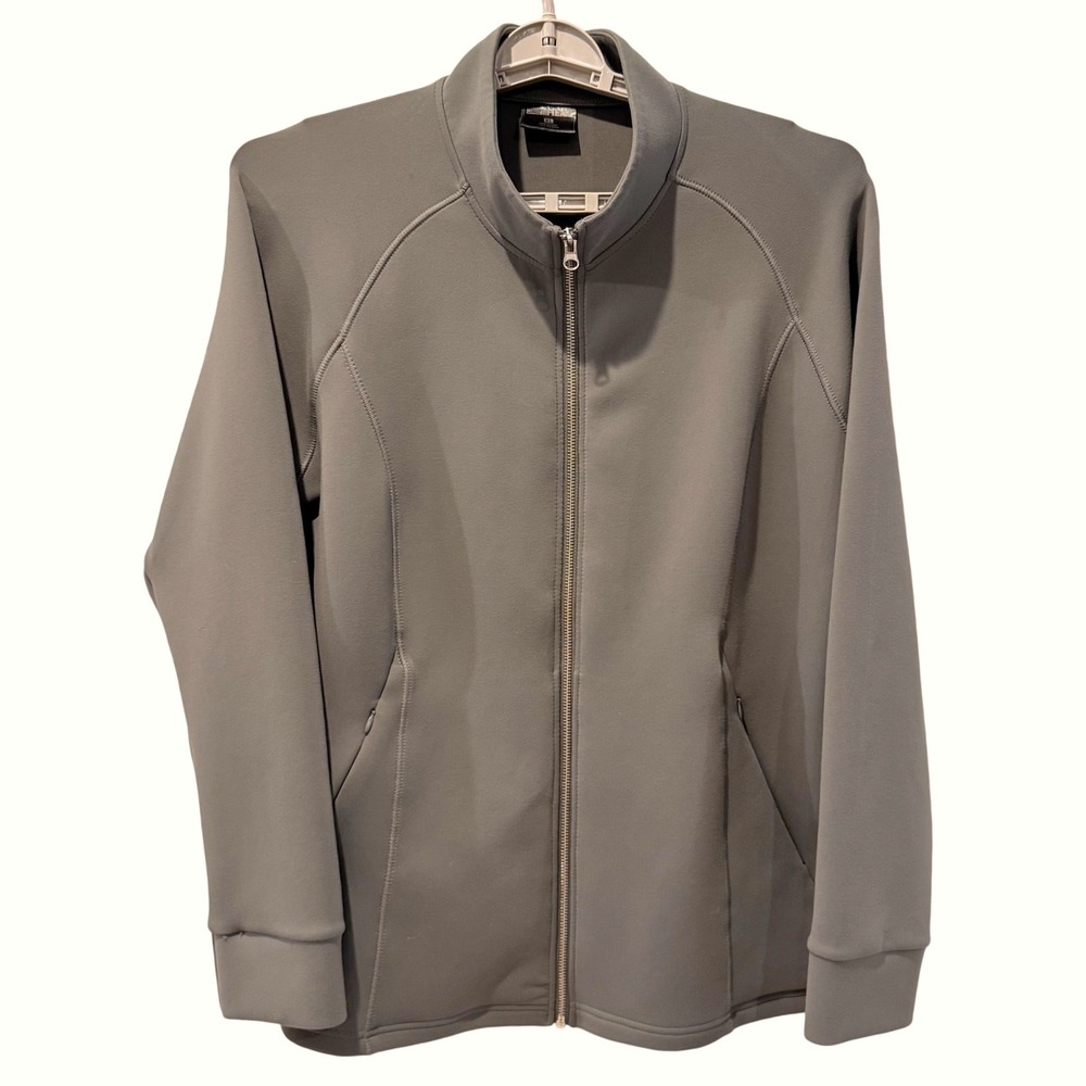 32 Degrees Heat Track Jacket Sage Green Mock Neck Full Zip Active Women XL